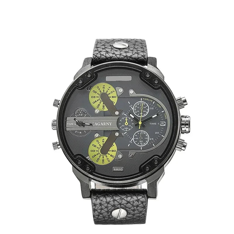 Luxury Top Brand Men's Big Dial Watch | Fashion Leather Band Quartz Wristwatch | Date Function Iced Out Watch | Relogio Masculino 2026 | Caratix - CaratixJewelry